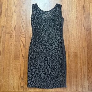 MaxMara Textured Bronze Leopard Lined Side Zip Sheath Dress size 42